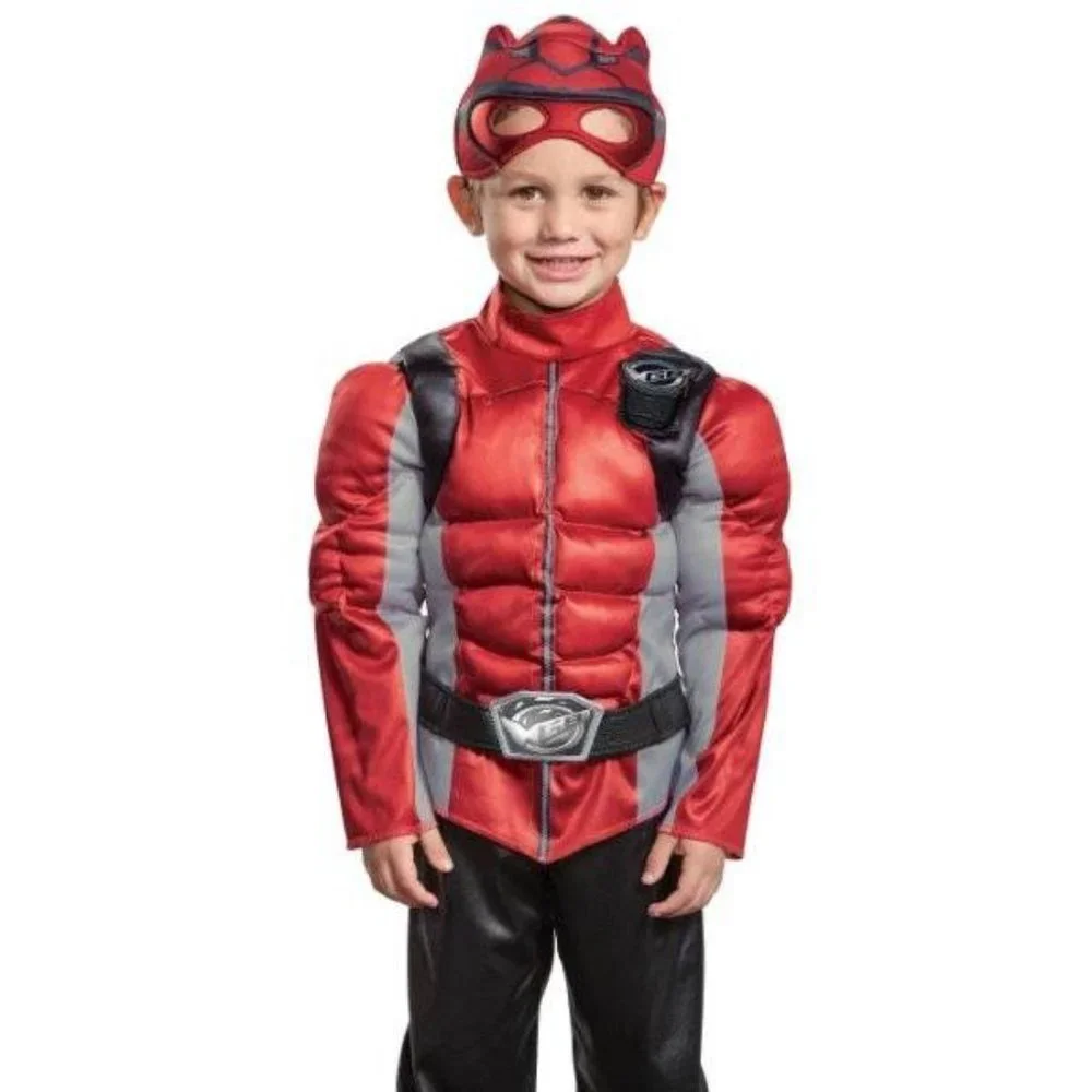 Power Rangers Halloween Costume 2T Red Muscle Jumpsuit & Headpiece Boys Toddler